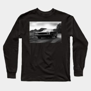 dodge challenger, classic car, black white Long Sleeve T-Shirt